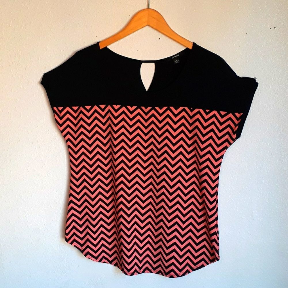 Espreso top blouse M coral and black colors